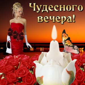 Женщина в красном на фоне заката