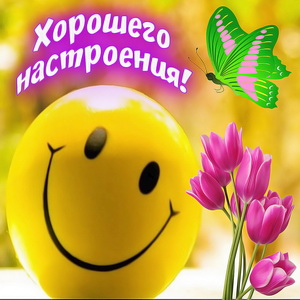 Смайлик и пожелание хорошего настроения