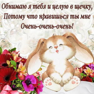 Открытка обнимаю я тебя и целую в щечку