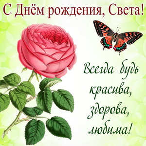 Открытка с рисованной розой для Светы