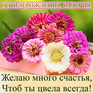 Пожелание и цветы на День рождения Валерии