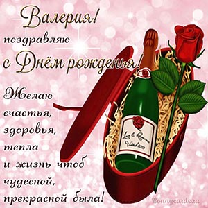 Шампанское и красная роза Валерии на День рождения