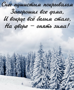 Четверостишие на фоне зимнего леса