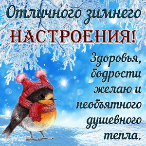Птичка в шапочке желает отличного настроения